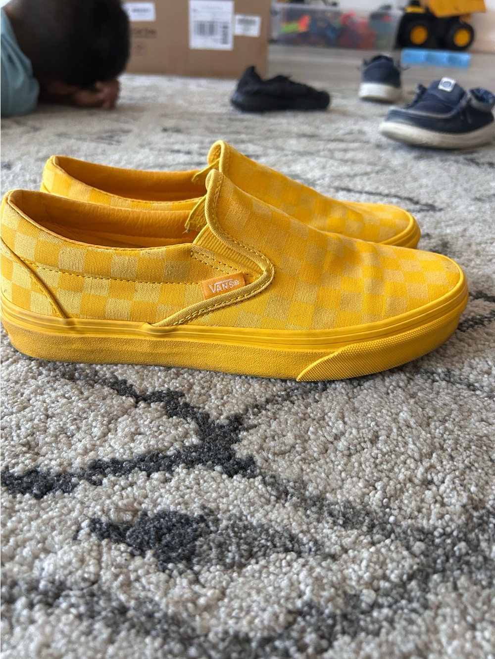 Vans Yellow Checkerboard Slip-On Shoes